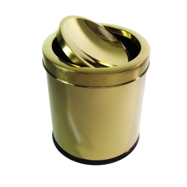 Encontraproduto.com.br - Kit 2 Lixeiras Dourada Aço Inox Basculante 3,2l Fineza