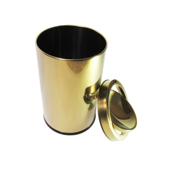 Encontraproduto.com.br - Kit 2 Lixeiras Dourada Aço Inox Basculante 3,2l Fineza