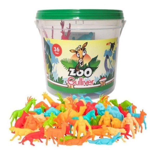 Encontraproduto.com.br - Balde Zoológico com 36 Figuras Sortidas - Gullive