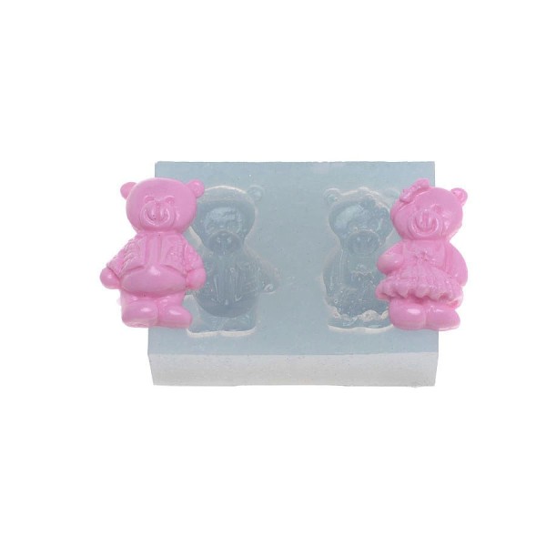 Molde de Silicone Casal de Ursinhos (302) un FLEXARTE