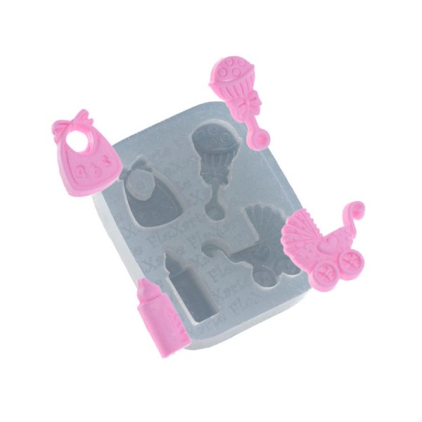 Encontraproduto.com.br - Molde de Silicone Quarteto de Objetos para Bebê (501) un FLEXARTE