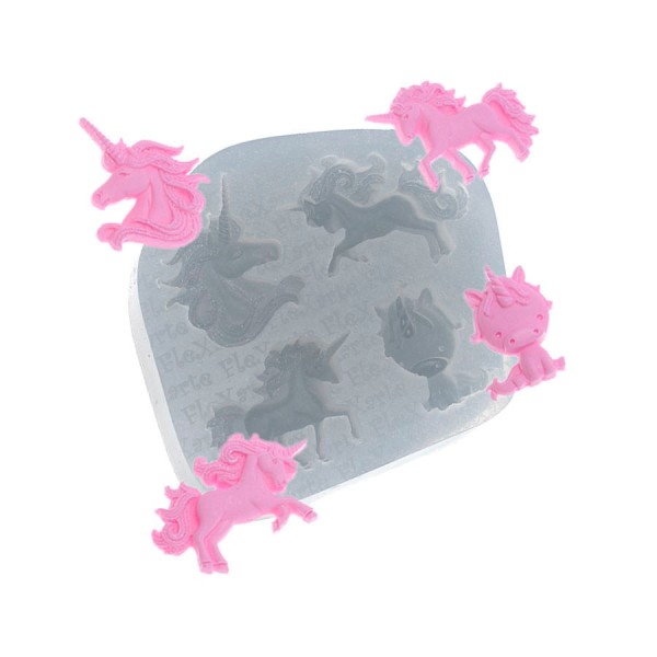 Encontraproduto.com.br - Molde de Silicone Mini Unicórnios (532) un FLEXARTE