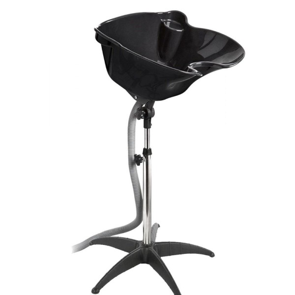 Encontraproduto.com.br - Lavatório Portátil Preto Com Pé Fixo Cabeleireiro