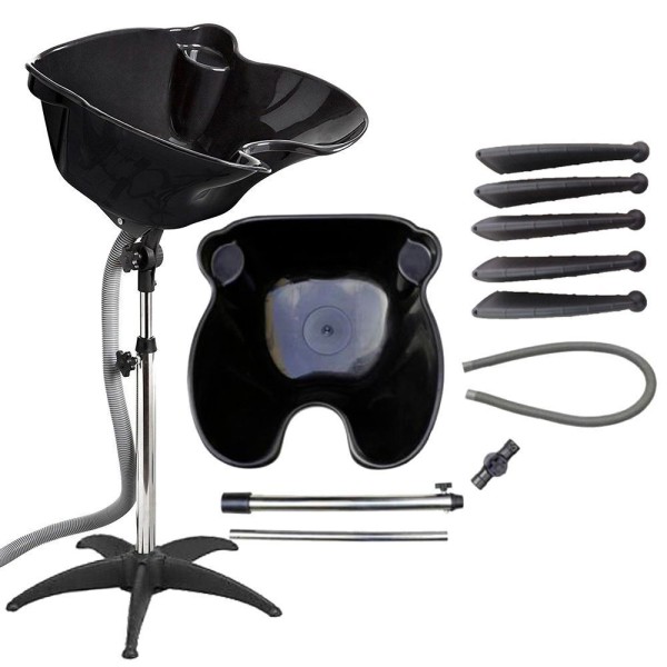 Encontraproduto.com.br - Lavatório Portátil Preto Com Pé Fixo Cabeleireiro