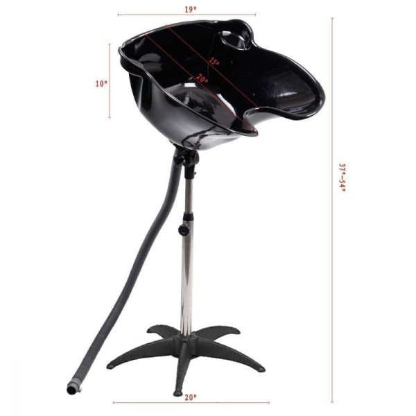 Encontraproduto.com.br - Lavatório Portátil Preto Com Pé Fixo Cabeleireiro