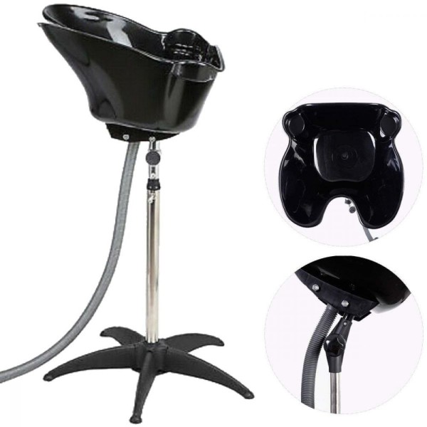 Encontraproduto.com.br - Lavatório Portátil Preto Com Pé Fixo Cabeleireiro
