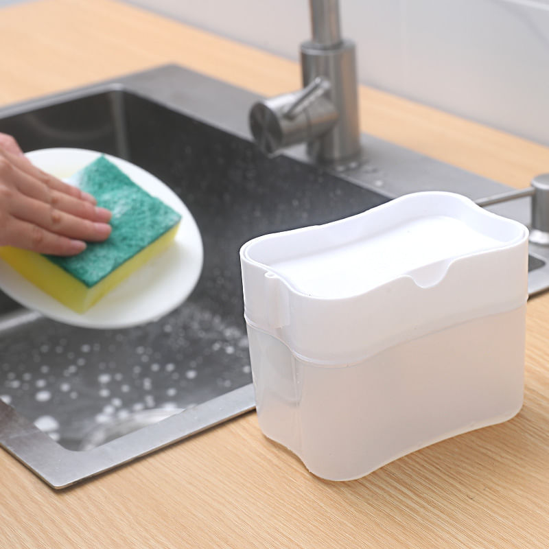Encontraproduto.com.br - Dispenser 2 em 1 - Porta Detergente e Porta Esponja