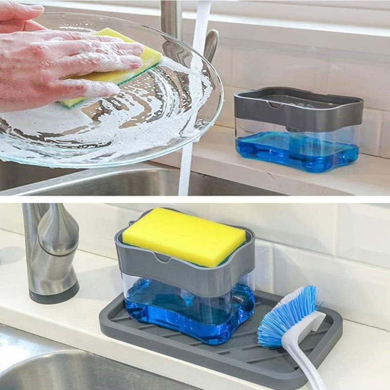 Encontraproduto.com.br - Dispenser 2 em 1 - Porta Detergente e Porta Esponja
