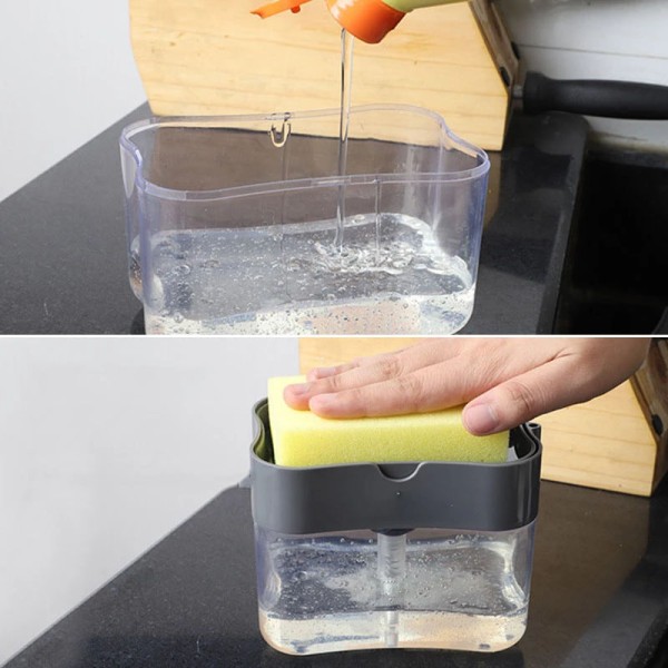 Encontraproduto.com.br - Dispenser 2 em 1 - Porta Detergente e Porta Esponja