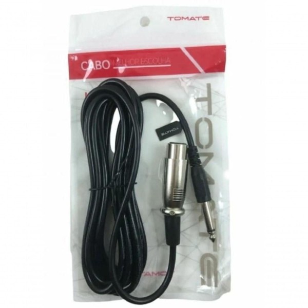 Encontraproduto.com.br - Cabo De Microfone Conexão P10 Macho x XLR Fêmea 5m Tomate