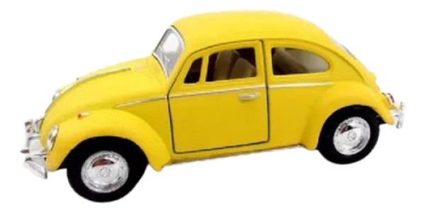 Encontraproduto.com.br - Miniatura Carro Volkswagen Fusca Fosco 1967 1/32 Amarelo KT5376D