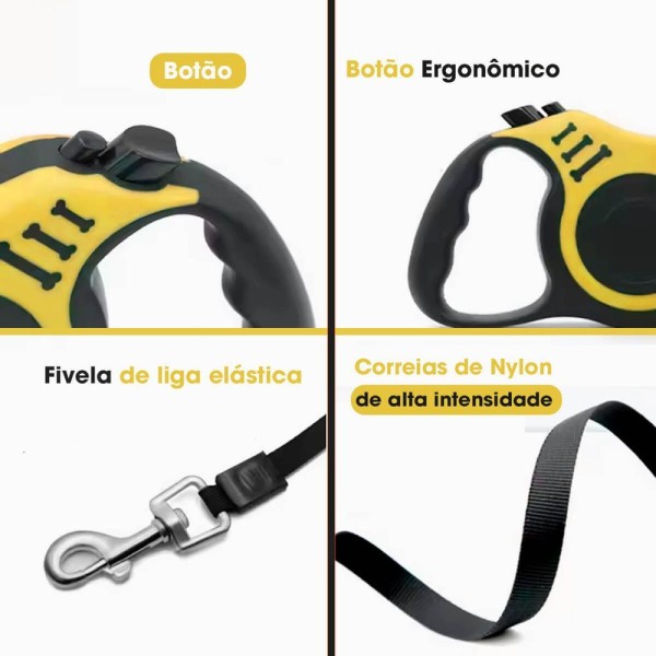 Encontraproduto.com.br - Guia Retrátil Passeio Pet Cachorro E Gato 3 Metros Vermelho