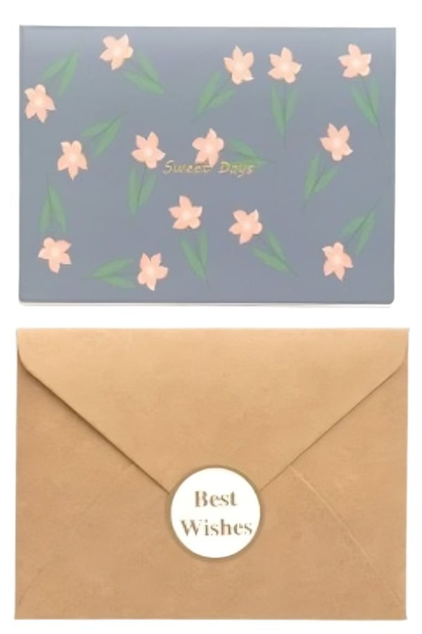 Encontraproduto.com.br - Kit Cartão Flor Com Envelope E Adesivo