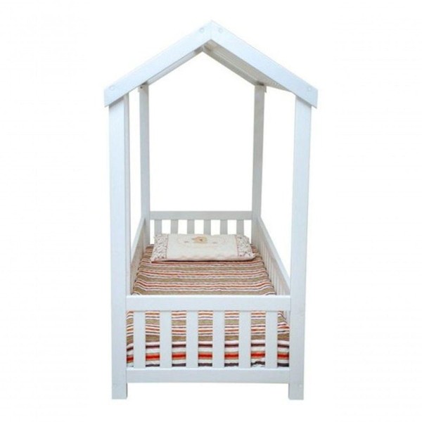 Encontraproduto.com.br - Cama Infantil Montessoriano Com Grade Bruna Branco + Colchão