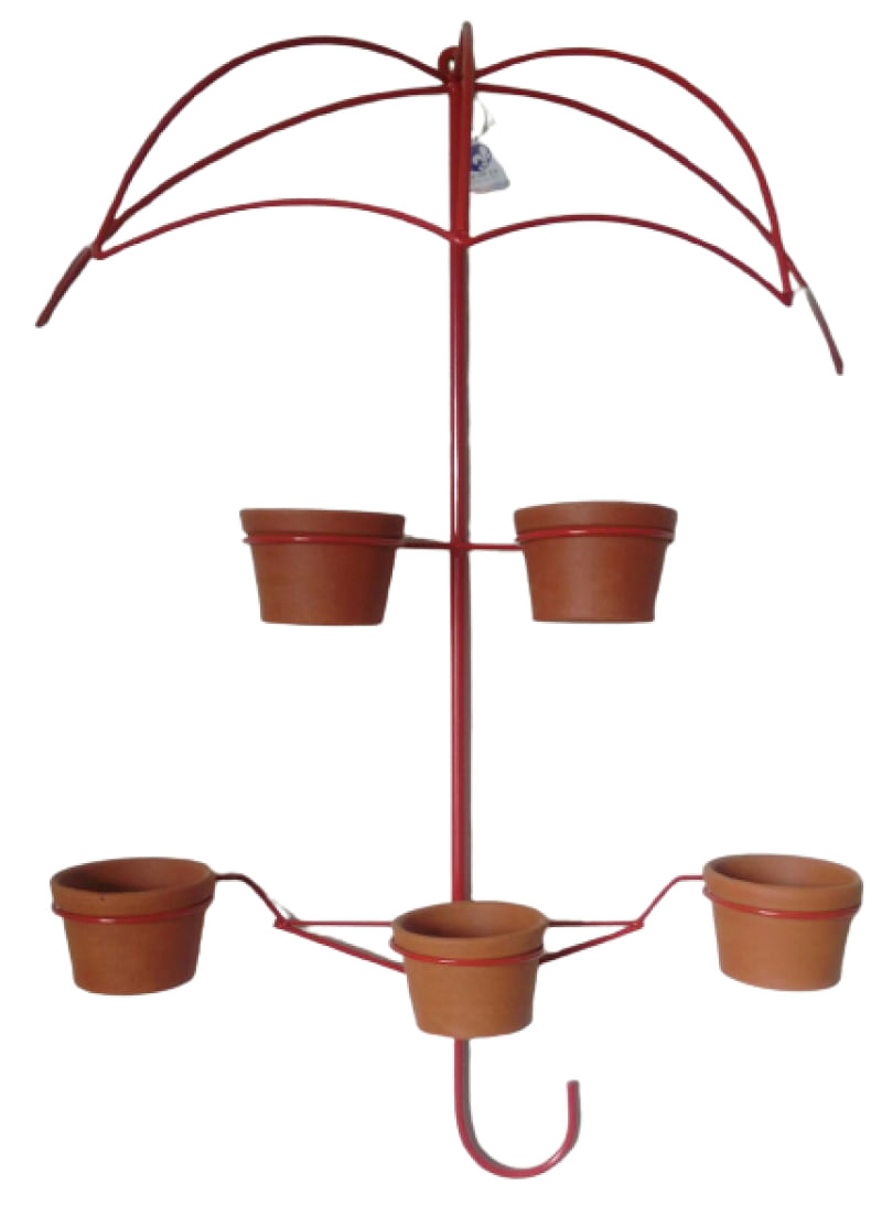 Suporte Plantas Guarda chuva Vermelho 5 Vasos