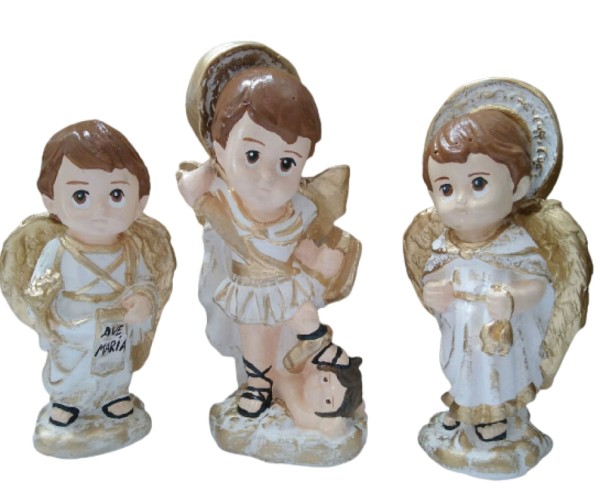 Encontraproduto.com.br - Trio de Arcanjos Baby 15cm em gesso