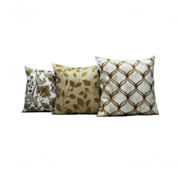 Encontraproduto.com.br - Capas Almofadas 60 X 60 Conjunto 3 Peças Estampas Florais E Folhagem