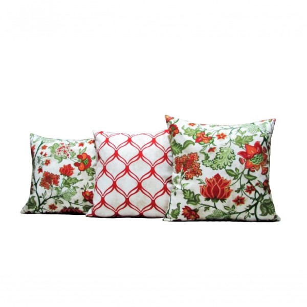 Encontraproduto.com.br - Capas Almofadas 60 X 60 Conjunto 3 Peças Estampas Florais