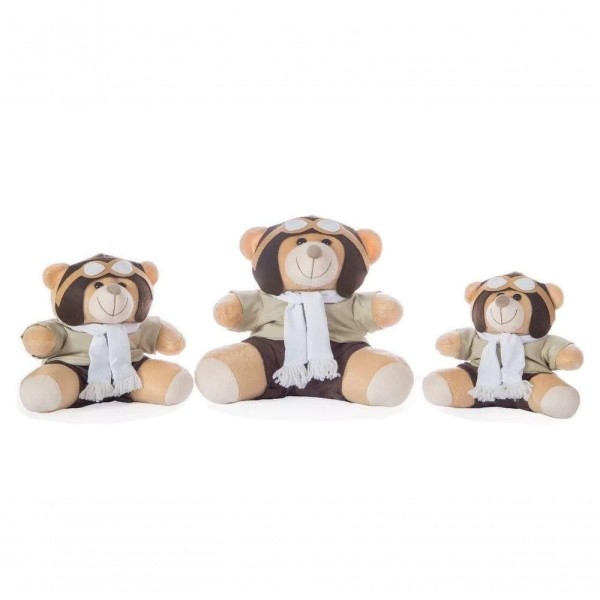 Urso Pelúcia Aviador Branco 3 Un