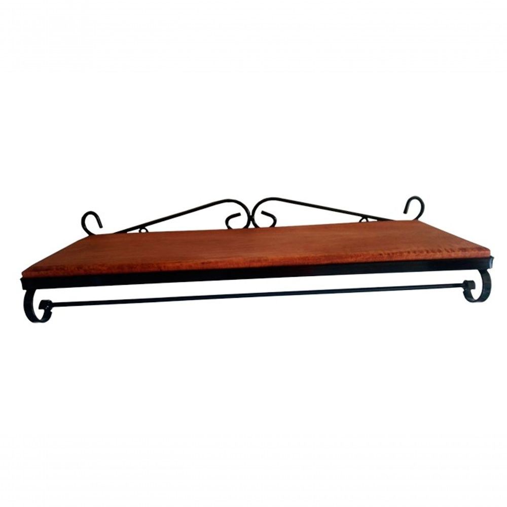 Prateleira Ferro Reta Madeira Cozinha 60 Cm Largura
