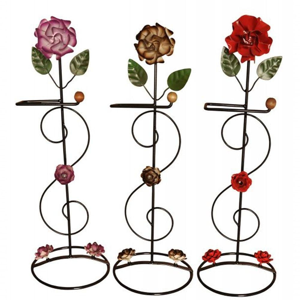Porta Papel Higiênico Banheiro Flores Ferro 3 Un 60 Cm Cada