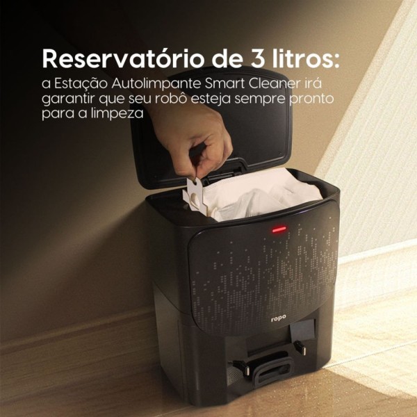 Encontraproduto.com.br - Combo Robô Aspirador Ropo Smart Laser Autolimpante 110V + Refil Secapro