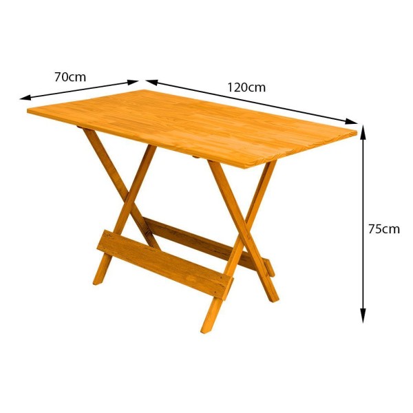 Encontraproduto.com.br - Conjunto Mesa De Madeira Dobravel 1,20X70 Mel 8 Cadeiras - Marrom
