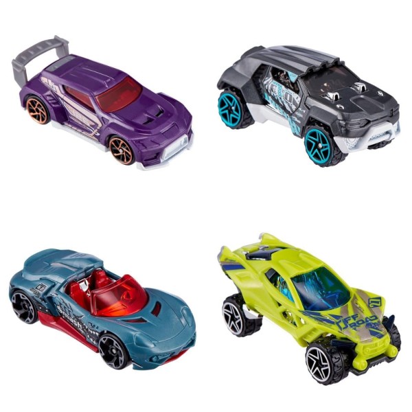 Encontraproduto.com.br - Kit c/4 Mini Veículos Metal Machine Tracer+Insan+Fury2+Drags