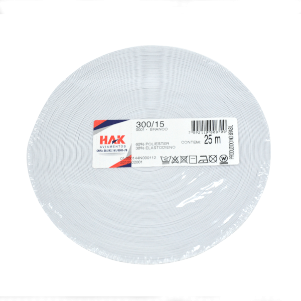 Encontraproduto.com.br - Elástico Crochet Branco 15mm - 25m