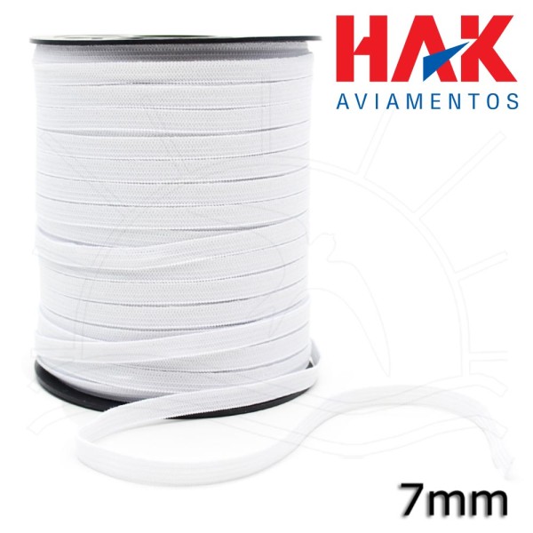 Elástico Crochet Branco 7mm - 100m