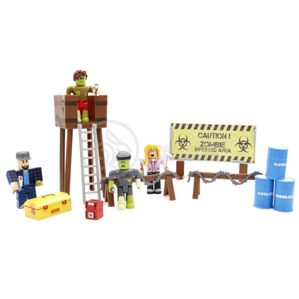 Encontraproduto.com.br - Cartela 4 Boneco Articulado 7cm roblox Roblöx toys zombie attack ataque zumbi + Cenario Apocalipse