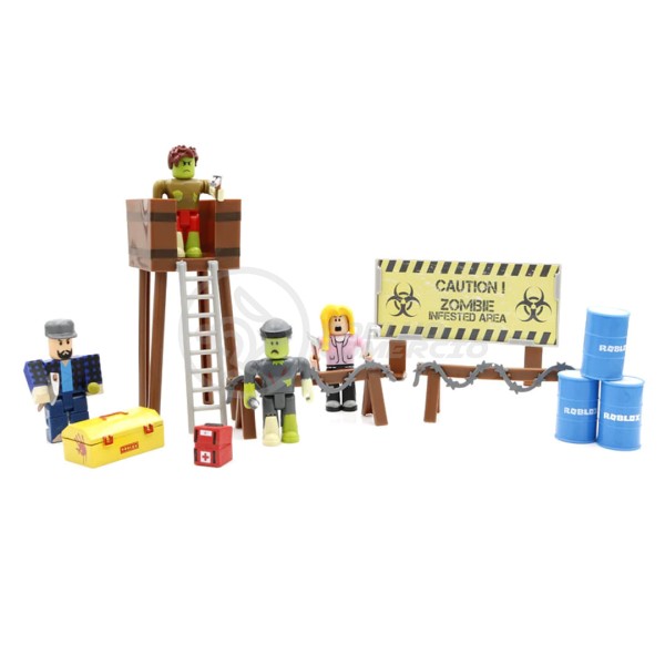 Encontraproduto.com.br - Cartela 4 Boneco Articulado 7cm roblox Roblöx toys zombie attack ataque zumbi + Cenario Apocalipse