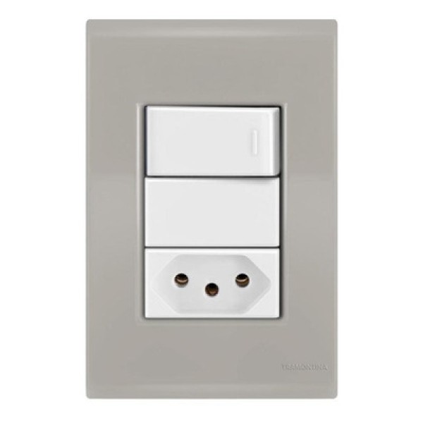 Encontraproduto.com.br - 1 Simples + 1 Tomada 10a - Tramontina Liz Fendi / Branco