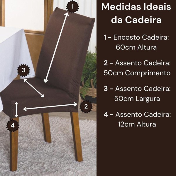 Encontraproduto.com.br - Capa De Cadeira Jantar Avulsa Lisa Ajustável c/ Elástico - Moderna Para Cozinha Malha Gel Tabaco