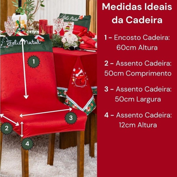 Encontraproduto.com.br - Kit Capas De Cadeira Jantar Estampadas Natalina Ajustável c/ Elástico 06 pçs - árvore De Natal