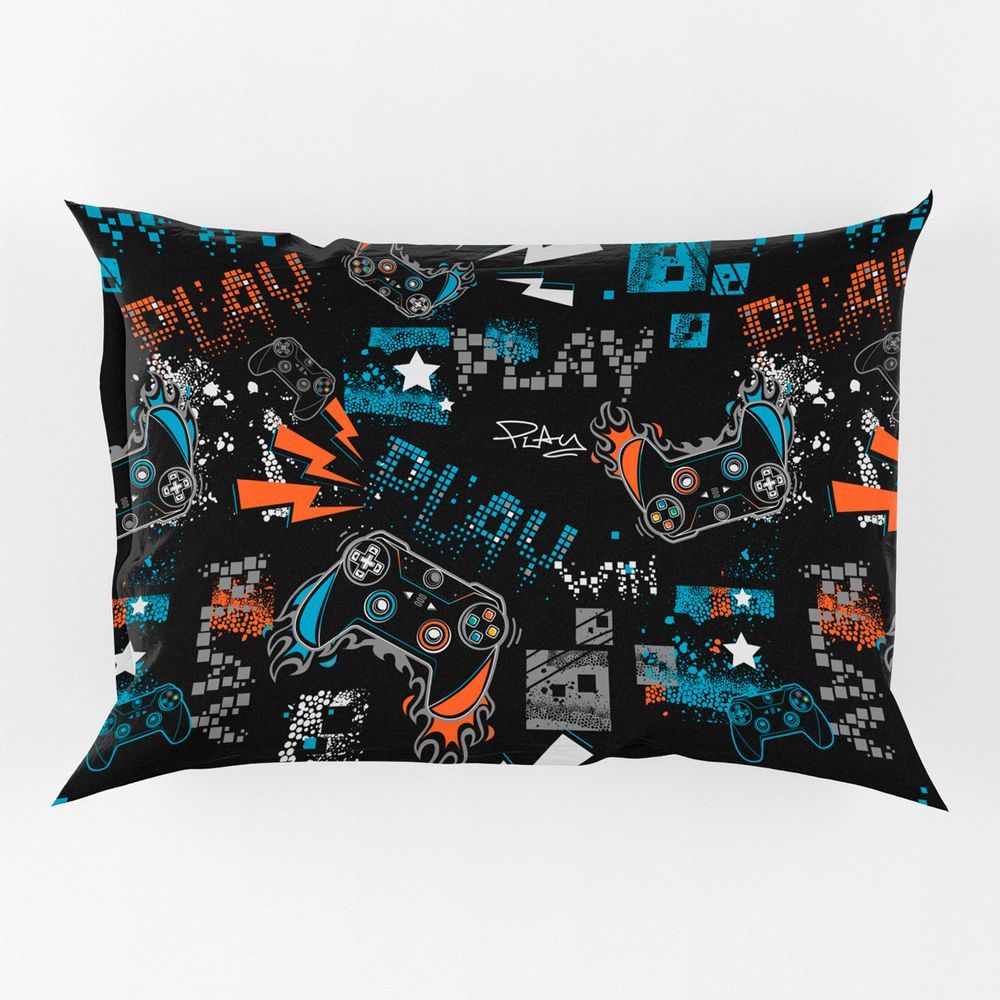 Encontraproduto.com.br - Porta Travesseiro Fronha Avulsa Game Win 70cm X 50cm - Estampa Digita Nerd Geek