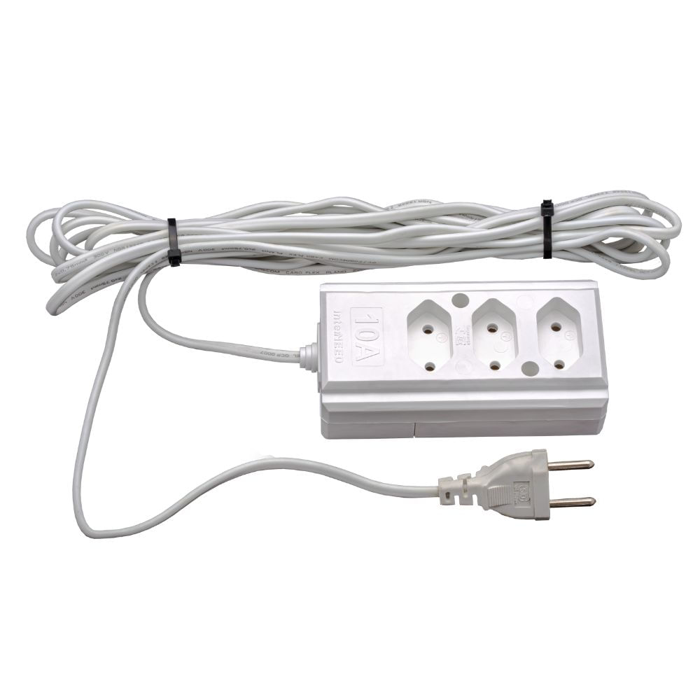 Extensão Marte Tripla Pl 0.75mm2 2p 10a 10m Branco Interneed