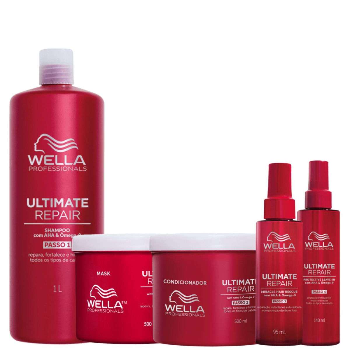 Kit Wella Professionals Ultimate Repair - Shampoo 1L + Condicionador 500g + Mascara 500g + Leave In 140ml + Miracle Hair 95ml