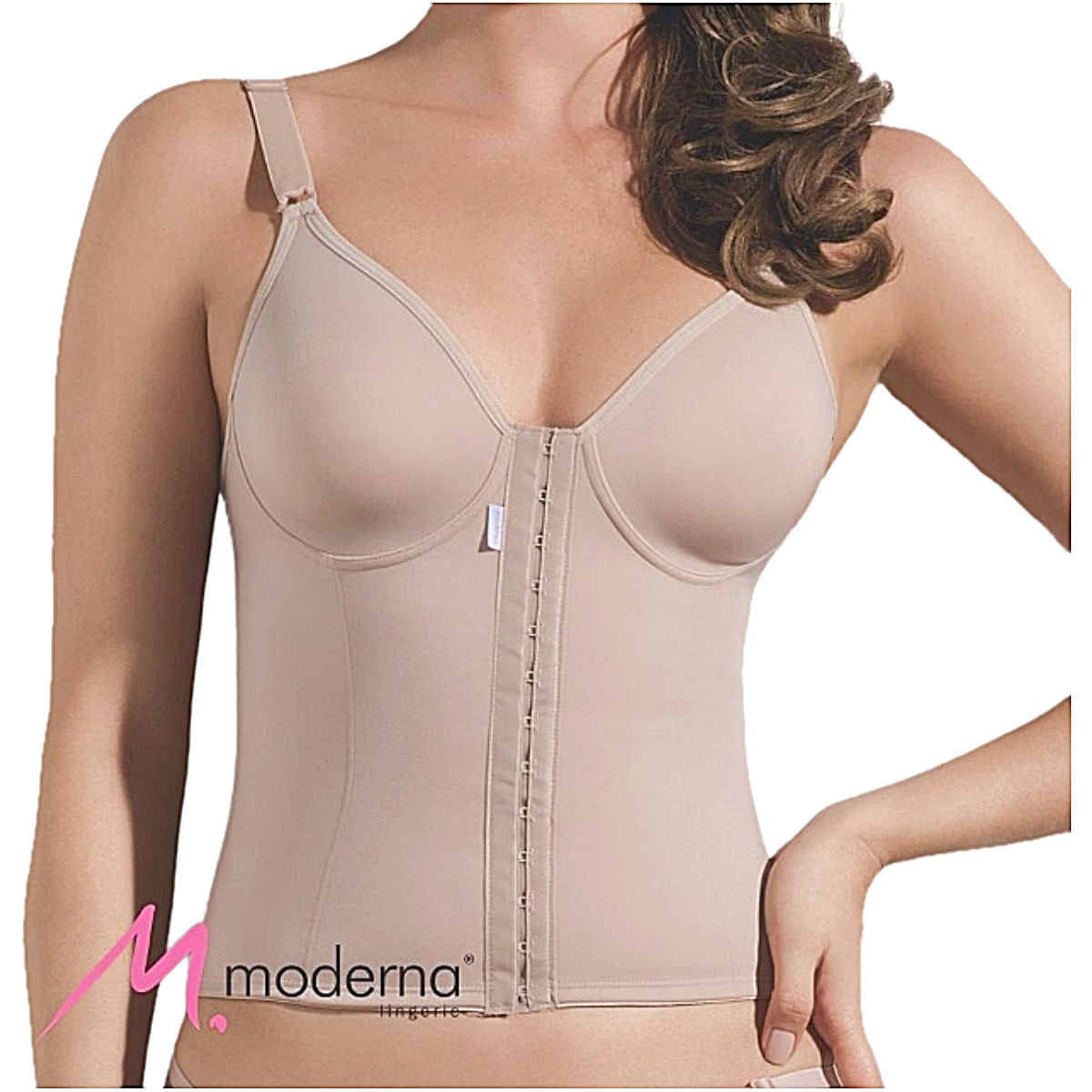 Encontraproduto.com.br - Corpete Feminino com Abertura Frontal 3013 Cinta Moderna Tam 48 Chocolate