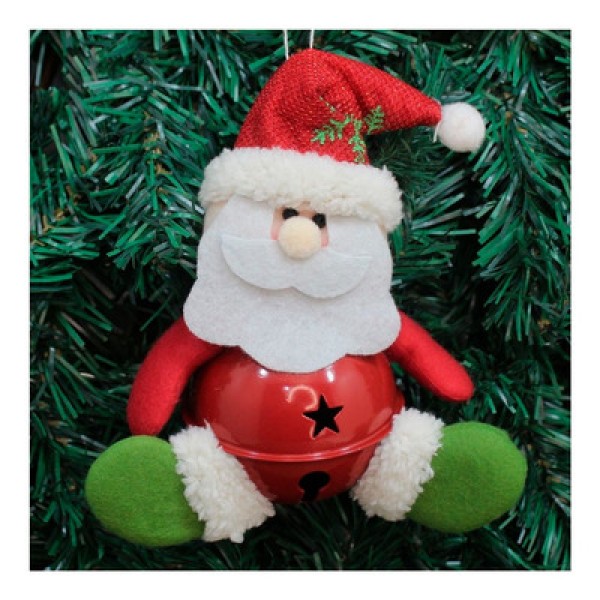 Encontraproduto.com.br - Kit 2 Enfeite Pendente Para árvore De Natal Papai Noel Com Guizo 15cm