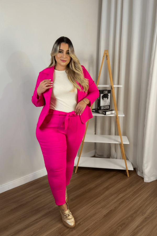 Calça Bengaline Skinny Camille Pink Plus Size