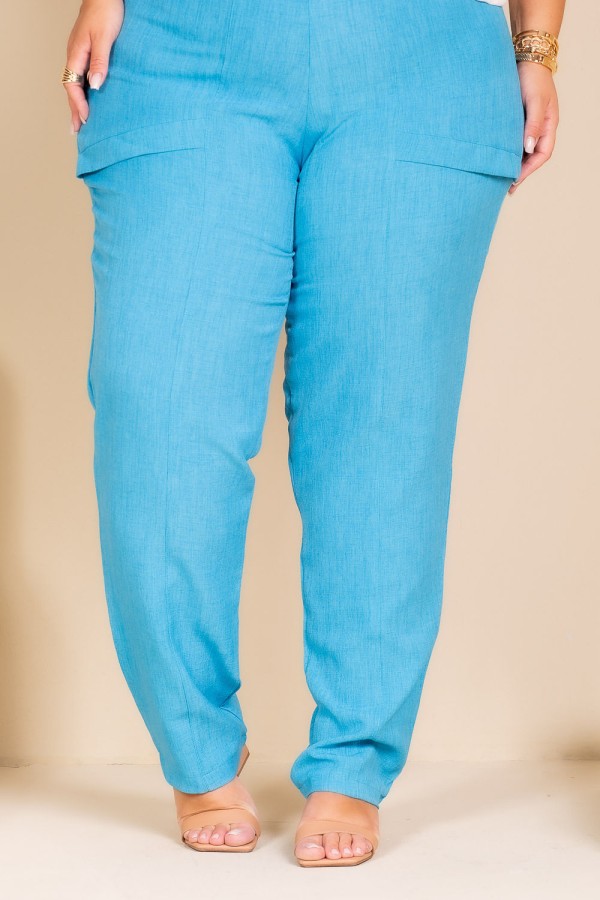 Calça Linho Allegra Azul Claro Plus Size