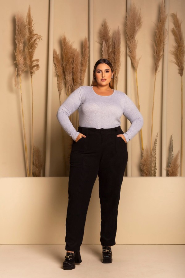 Calça Skinny Veludo Black Plus Size
