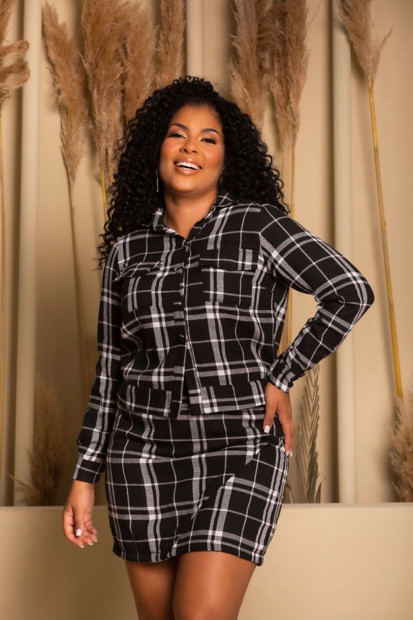 Jaqueta Flanelado Xadrez Black Plus Size