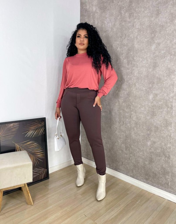 Encontraproduto.com.br - Calça Montaria Paris Marrom Plus Size