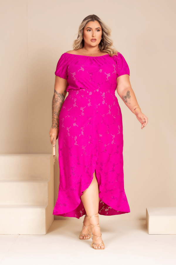 Saia Midi Malha Laise Plus Size ROXO