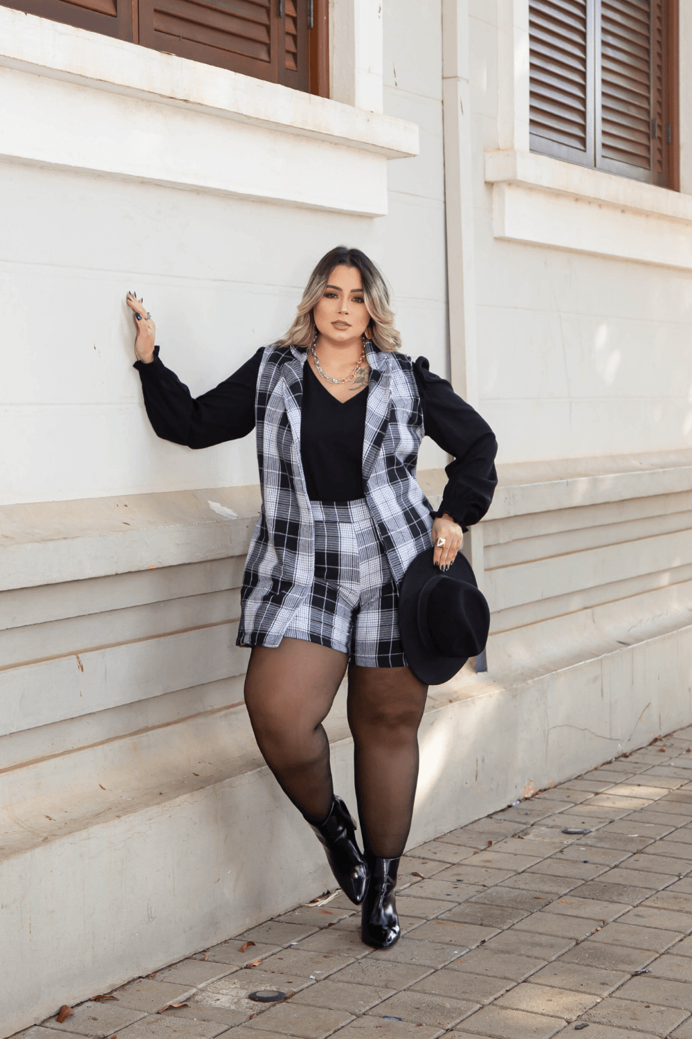 Shorts Flanelado Soho Plus Size PRETO
