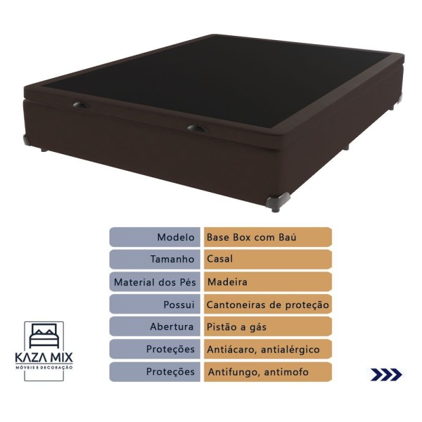 Encontraproduto.com.br - Colchão Magnum Casal Plumatex E Box Com Baú Marrom