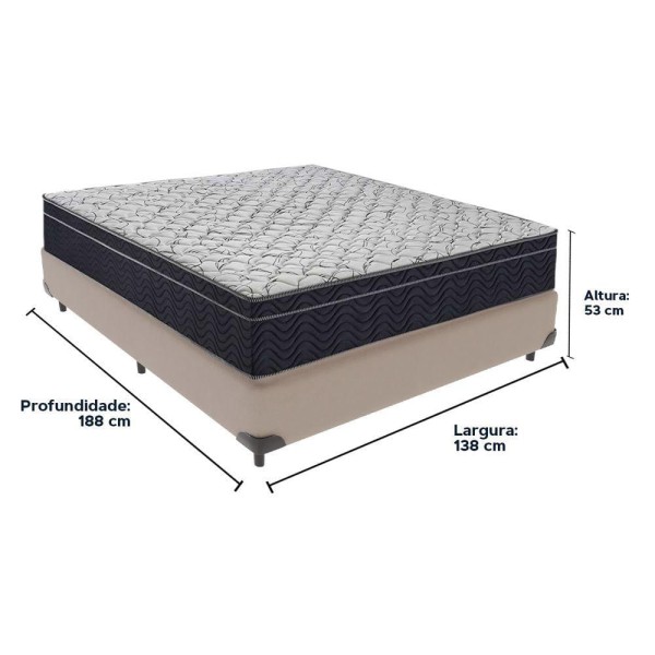 Encontraproduto.com.br - Conjunto Casal Cama Bege Box Colchão Extra Firme Ortobom D45