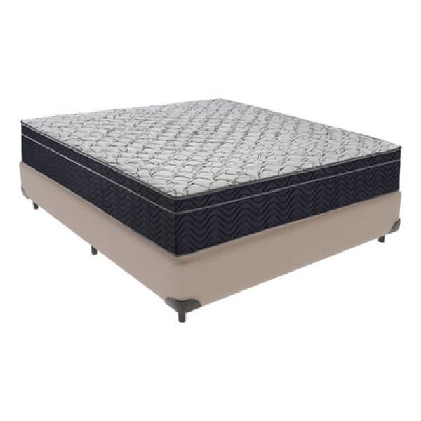 Encontraproduto.com.br - Conjunto Casal Cama Bege Box Colchão Extra Firme Ortobom D45
